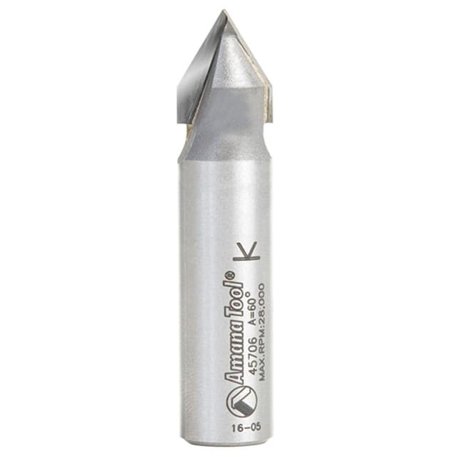 1/2" x 2-1/4" V-Groove Router Bit, 2-Flute, 1/2" Shank