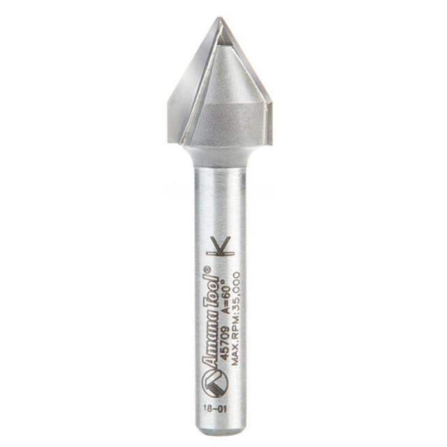 1/2" x 2" V-Groove Router Bit, 2-Flute, 1/4" Shank