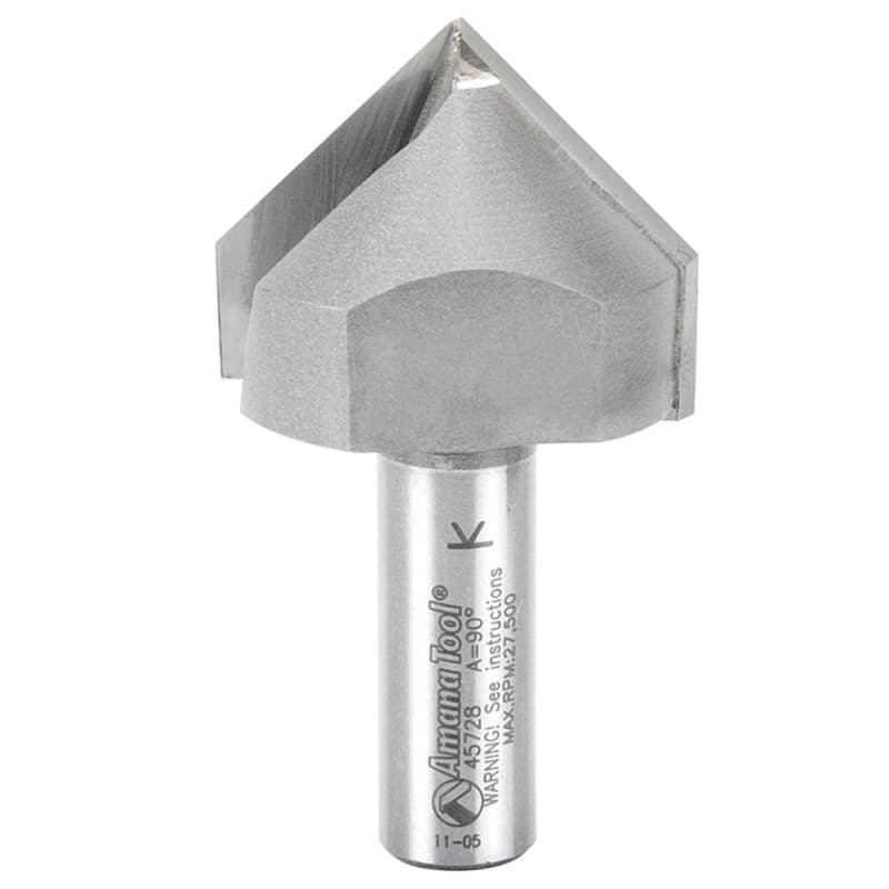 1-1/2" x 2-3/4" V-Groove Router Bit for CNC, 2-Flute, 1/2" Shank