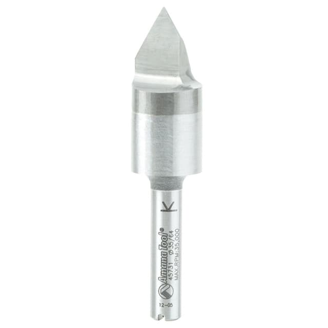 9/16" x 2-1/2" V-Groove Signmaking/Lettering Router Bit, 1-Flute, 1/4" Shank
