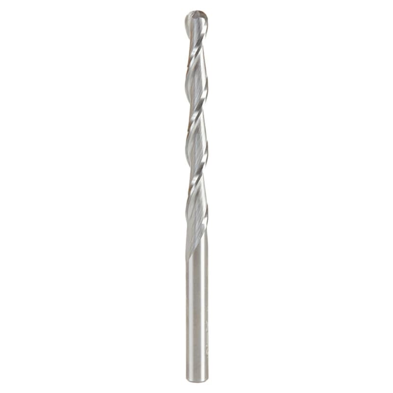 1/4" x 4" Up-Cut Ball End Spiral Router Bit, 2-Flute, 1/4" Shank