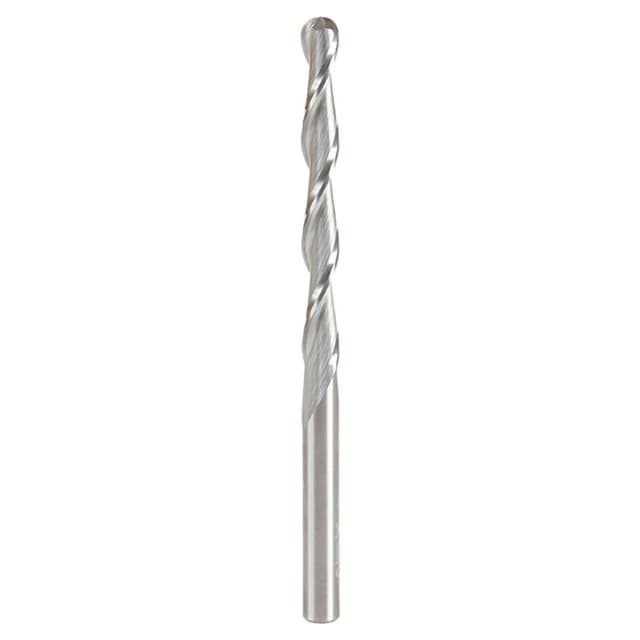 1/4" x 4" Up-Cut Ball End Spiral Router Bit, 2-Flute, 1/4" Shank