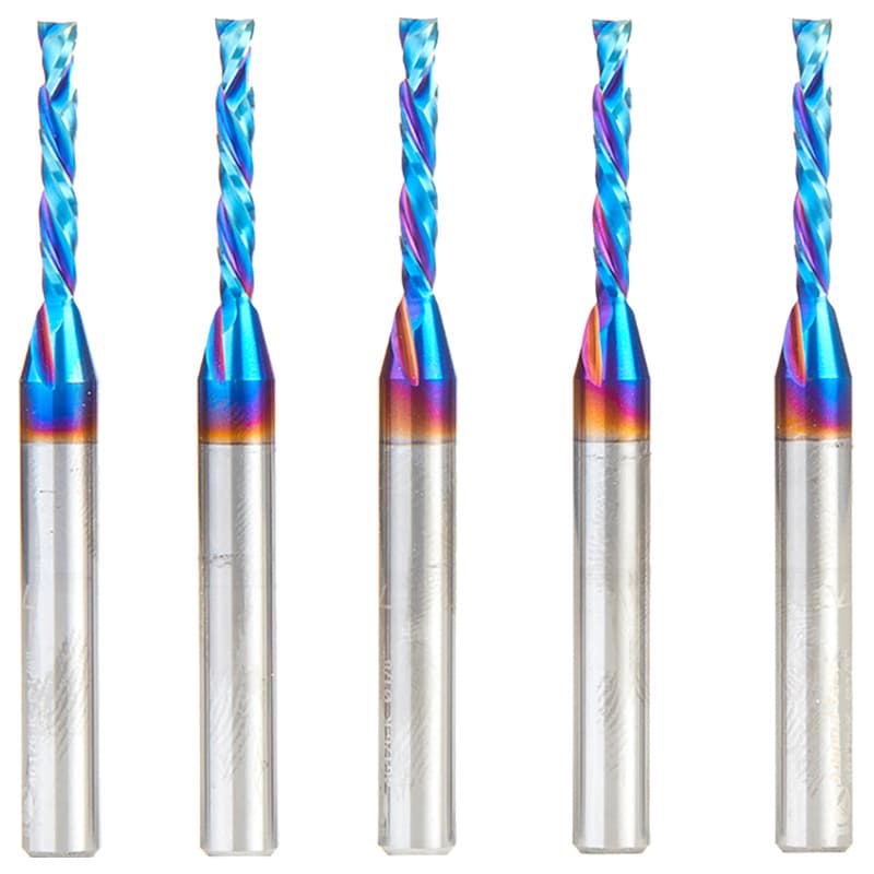1/8" x 13/16" 5-Piece CNC Solid Carbide Spektra Extreme Tool Life Coated Compression Spiral Bit, 1/4" Shank