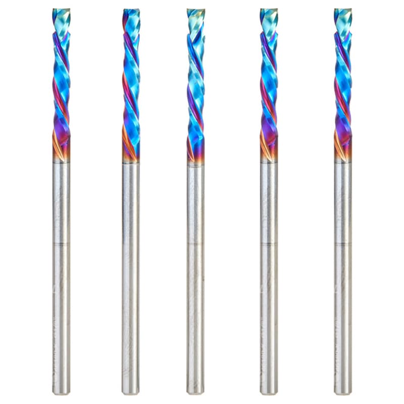 1/8" x 13/16" 5-Piece CNC Solid Carbide Spektra Extreme Tool Life Coated Compression Spiral Bit, 1/8" Shank