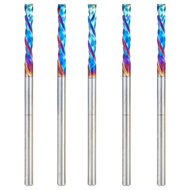 1/8" x 13/16" 5-Piece CNC Solid Carbide Spektra Extreme Tool Life Coated Compression Spiral Bit, 1/8" Shank