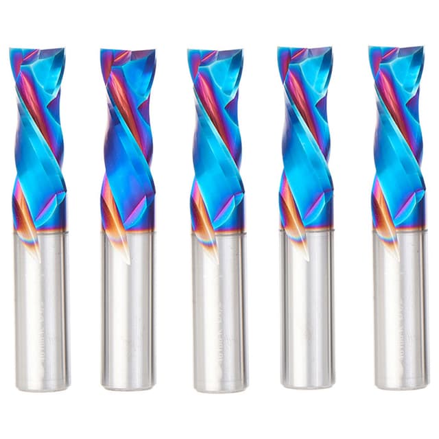 5 1/2" x 1-1/4" 5-Piece CNC Solid Carbide Spektra Extreme Tool Life Coated Compression Spiral Bit, 1/2" Shank