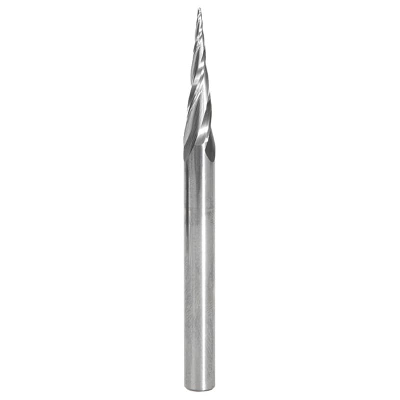 1/16" x 3" CNC 2D/3D Carving Tapered Ball Tip Up-Cut Spiral Router Bit, 4-Flute, 1/4" Shank