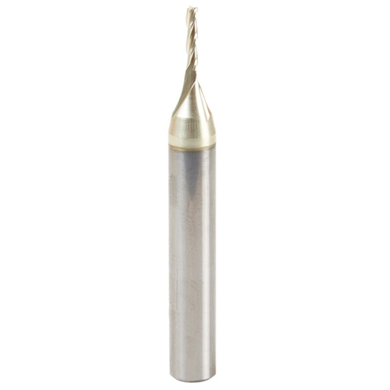1/16" x 2" CNC 2D/3D Carving Flat Bottom ZrN Coated Router Bit, 3-Flute, 1/4" Shank