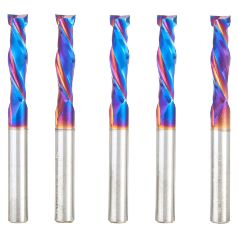 1/4" x 1" 5-Piece CNC Solid Carbide Spektra Extreme Tool Life Coated Mortise Compression Spiral Bit, 1/4" Shank