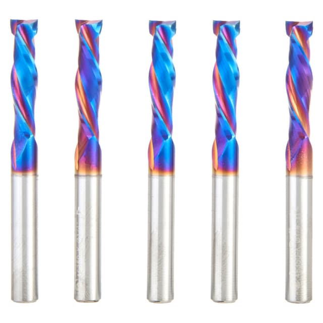 1/4" x 1" 5-Piece CNC Solid Carbide Spektra Extreme Tool Life Coated Mortise Compression Spiral Bit, 1/4" Shank