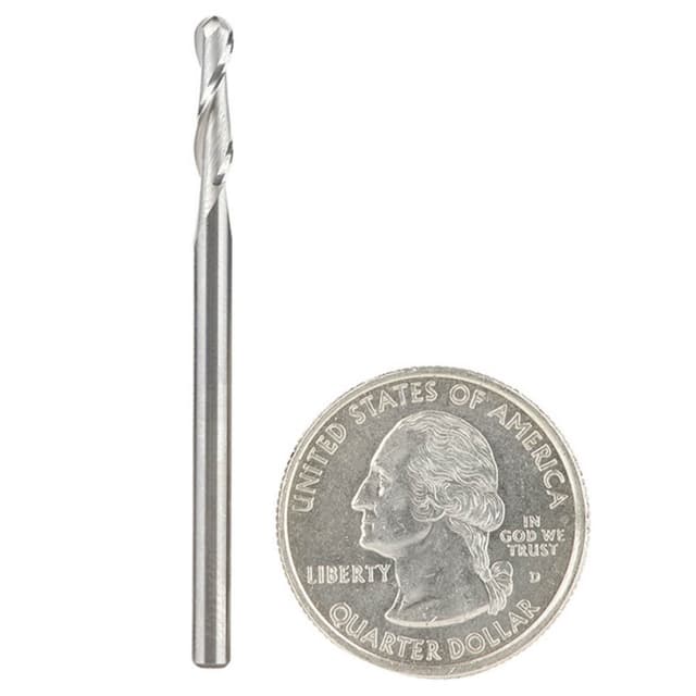 1/8" x 2" Up-Cut Ball Nose Spiral Router Bit, 2-Flute, 1/8" Shank