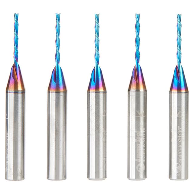 1/16" x 2 Down-Cut Spektra Extreme Tool Life Coated Spiral Plunge Bit, 2-Flute, 1/4" Shank (5/Pack)