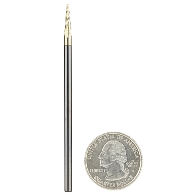 1/32" x 3" 2D/3D Carving Flat Bottom ZrN Coated Router Bit, 3-Flute, 1/8" Shank