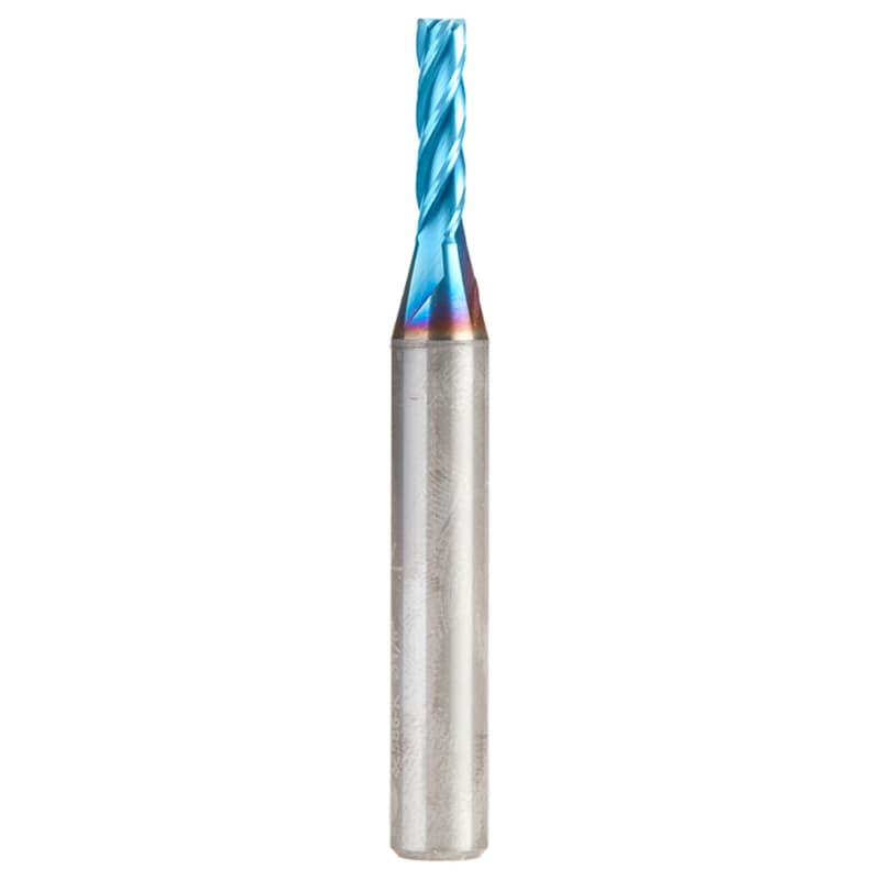 1/8" x 2" CNC 2D/3D Carving 0.10° Flat Bottom Up-Cut Spektra Extreme Tool Life Coated Spiral Router Bit, 4-Flute, 1/4" Shank
