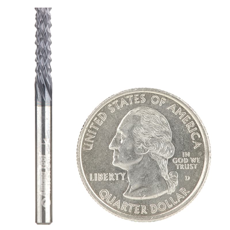 1/8" x 1-1/2" High Performance AlTiN Coated Plain End Router Bit, 1/8" Shank