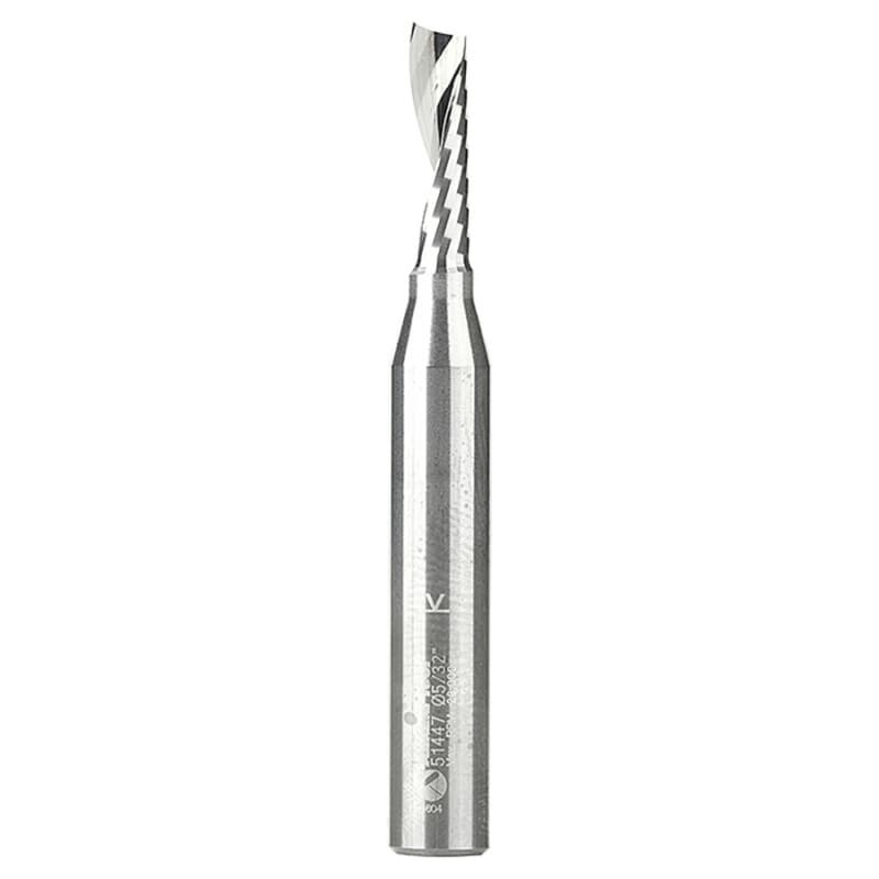 5/32" x 2" Up-Cut 'O' Plastic Cutting CNC Spiral Router Bit, 1-Flute, 1/4" Shank