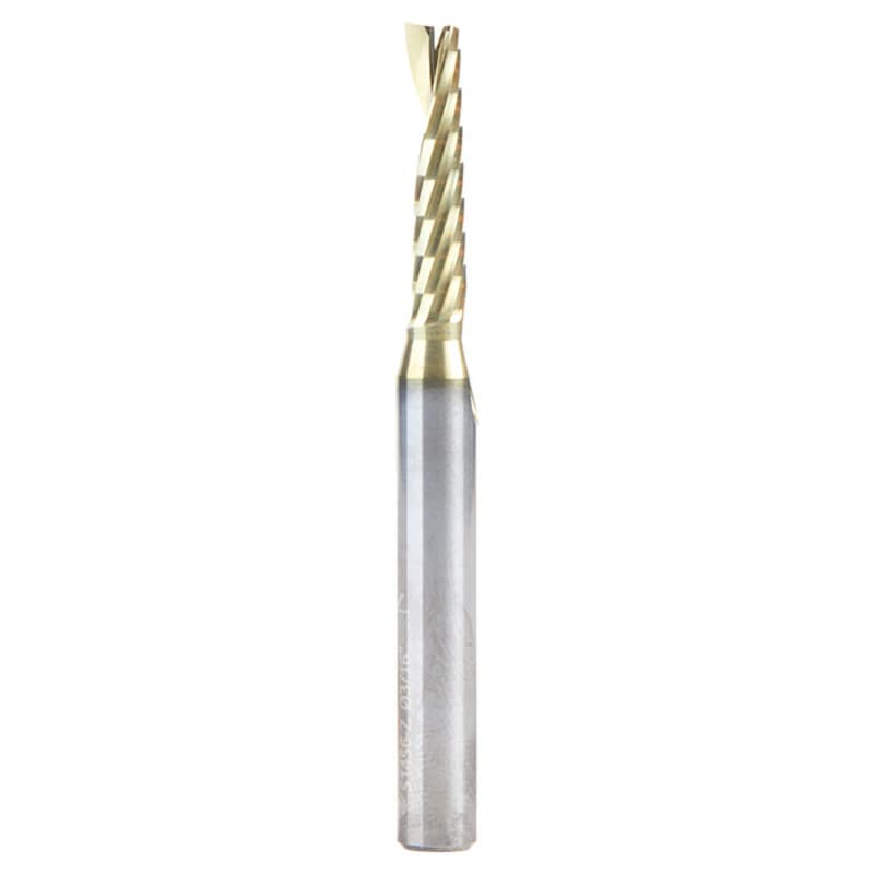 3/16" x 2-1/2" ZrN Coated Up-Cut 'O' Aluminum Cutting CNC Spiral Router Bit, 1-Flute, 1/4" Shank
