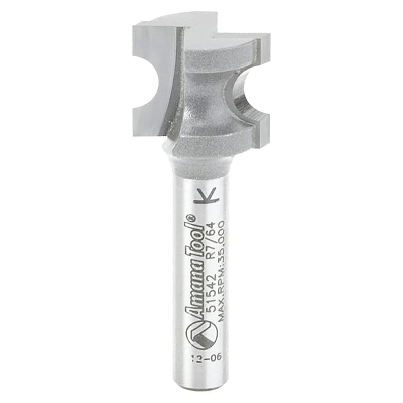 19/32" x 7/64" Radius Bull Nose Router Bit, 2-Flute, 1/4" Shank