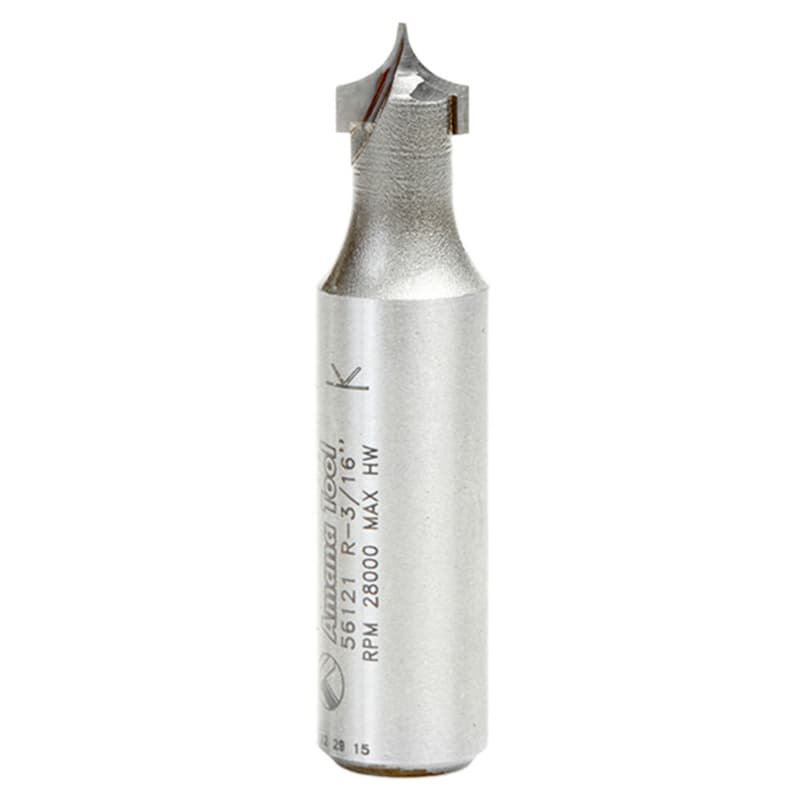 3/8" Dia x 5/16" Carbide Tipped Point Cutting Roundover 3/16" Radius Router Bit, 1/2 Shank