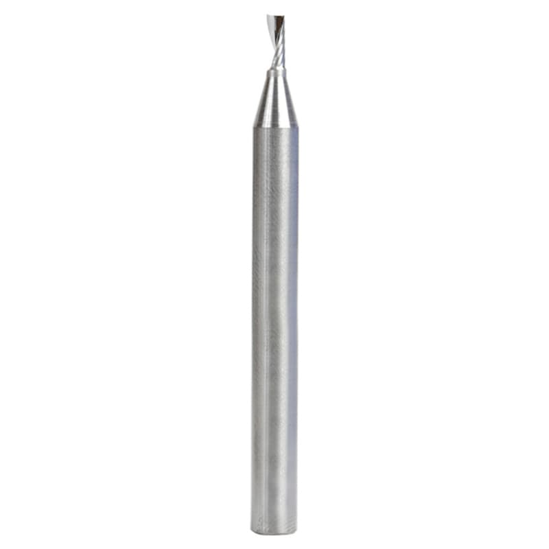 2.5mm Dia x 6mm Metric Solid Carbide CNC Spiral 'O' Single Flute, Aluminum Cutting, 6mm Shank, 64mm Long Up-Cut Router Bit