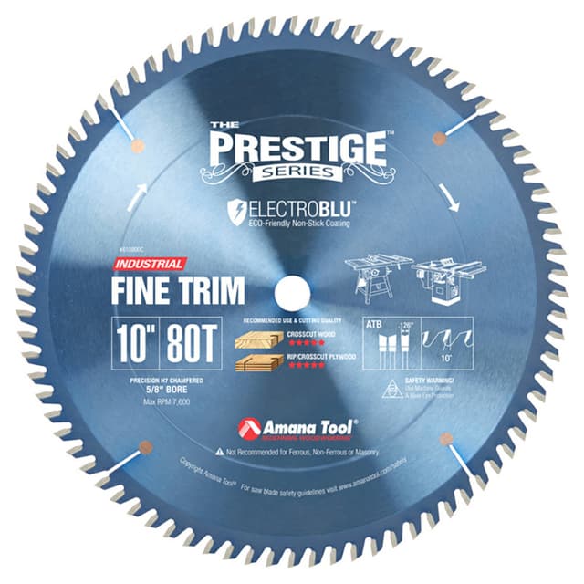Prestige 10" x 80 Teeth Electro-Blu Non-Stick Coated Trim Saw Blade