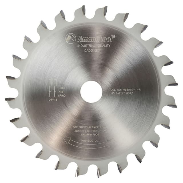 8" x 24 Teeth Right-Hand Outside Dado Saw Blade, 5/8" Bore