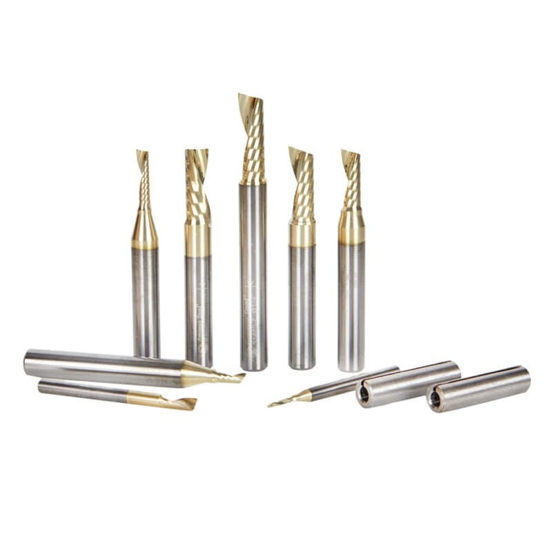 8-Piece CNC Aluminum Cutting 'O' ZrN Coated Spiral Router Bit Collection