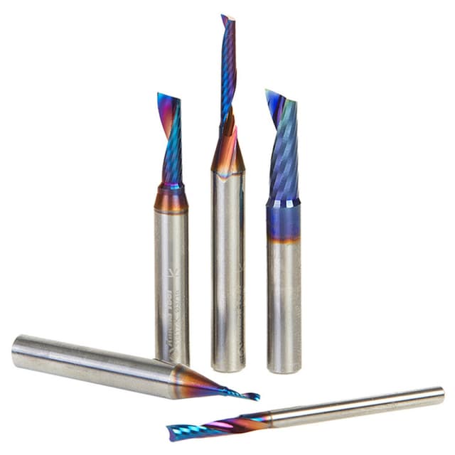 5-Piece Spektra Plastic Cutting 'O' Flute CNC Spiral Router Bit Set
