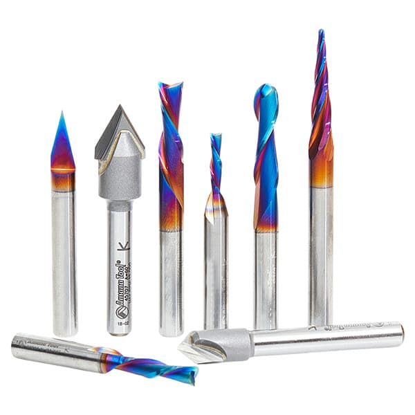 8-Piece General Purpose CNC Collection III Router Bit Set, 1/4" Shank