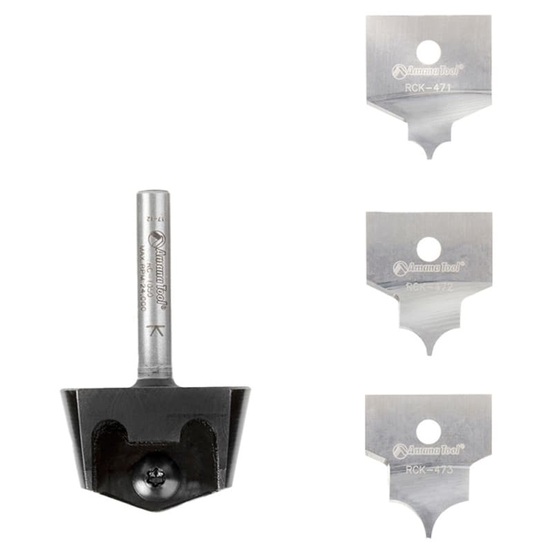 AMS-214 4-Piece Tru Point Roundover Insert CNC System Router Bit, Set, 1/4" Inch Shank