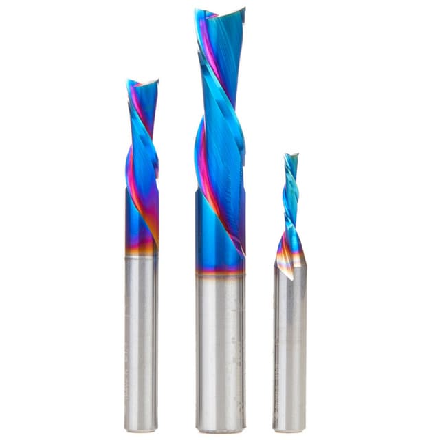 3-Piece Down-Cut Spektra Extreme Tool Life Coated Spiral Router Bit Set