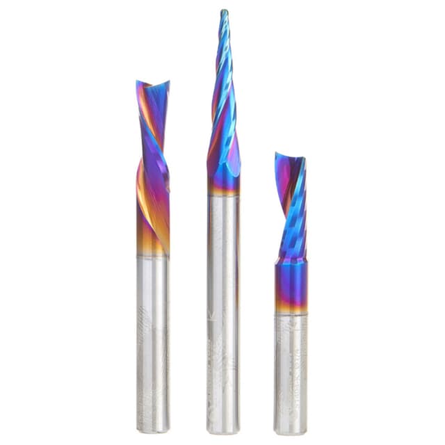 AMS-252-K 3-Piece CNC Spektra Extreme Tool Life Coated Signmaking Router Bit, Pack III, 1/4" Shank