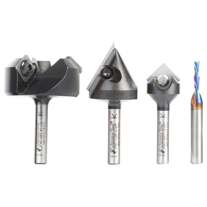 AMS-278 General Purpose CNC Router Bit, Set, 1/4" Shank(4/Piece)