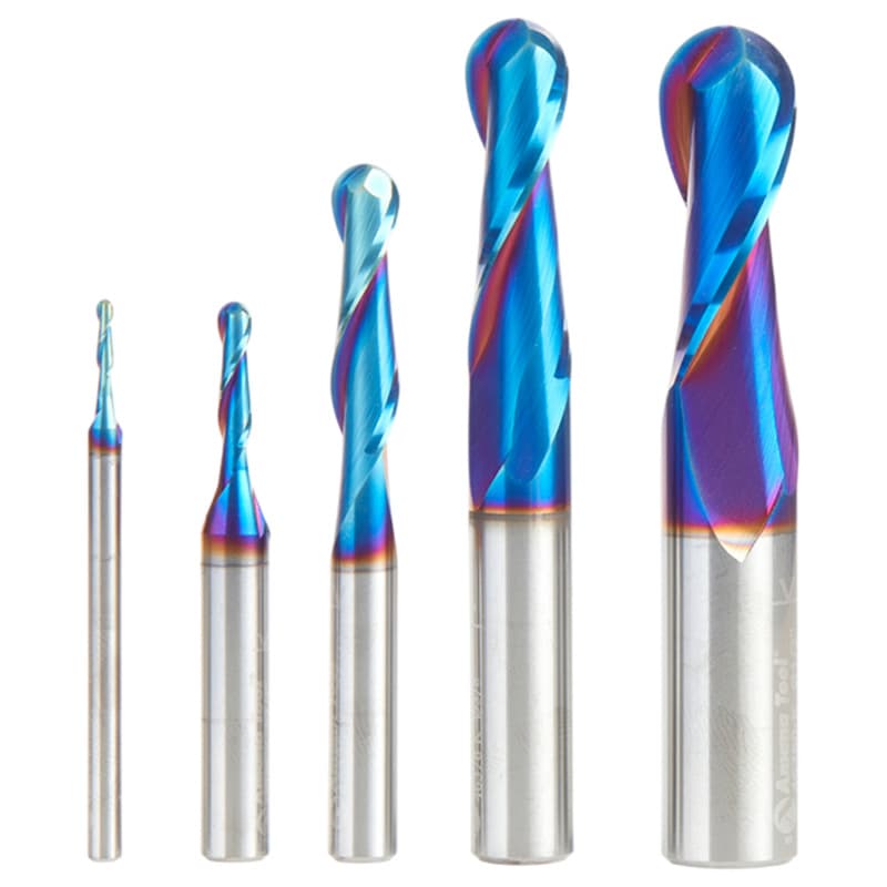 5-Piece Spektra Extreme Tool Life Coated Up-Cut Spiral Ball Nose Router Bit