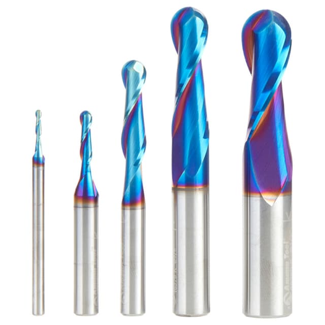 5-Piece Spektra Extreme Tool Life Coated Up-Cut Spiral Ball Nose Router Bit
