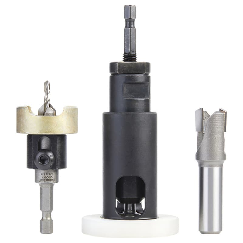 AMS-626 3-Piece Adjustable Depth-Stop No-Mar Countersink/Plug Planer/Plug Cutter Set