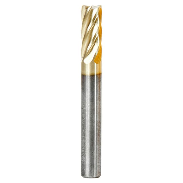 1/4" x 2" ZrN Coated Non-Ferrous Cylindrical Shape Burr Bit with End Cut, 1/4" Shank