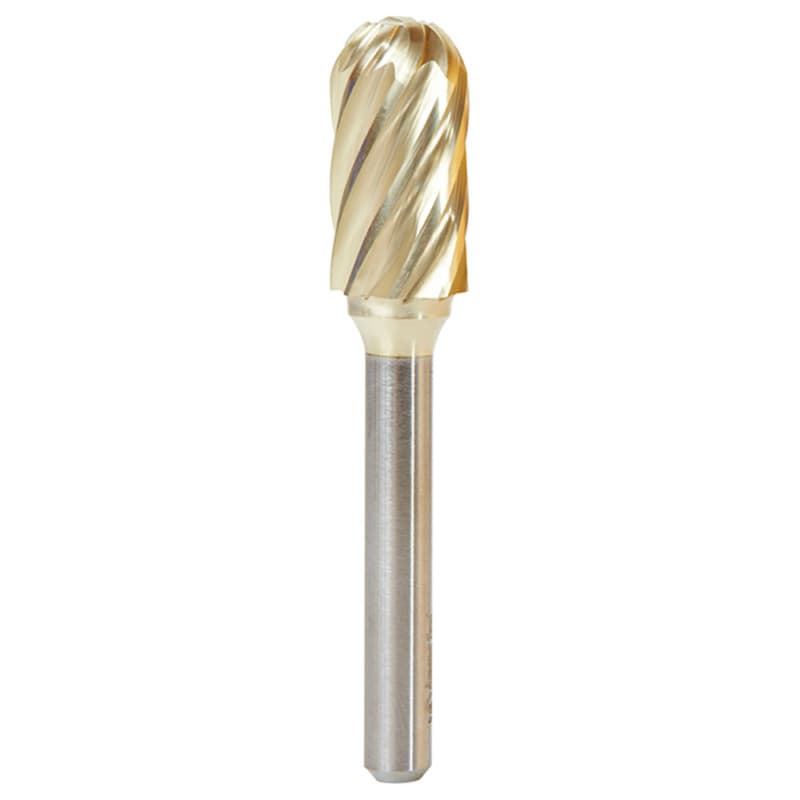 1/2" x 2-3/4" Cylinder Shape ZrN Coated Non-Ferrous Burr Bit, 1/4" Shank
