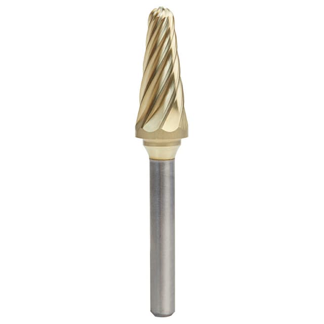1/2" x 2-7/8" Cone Shape ZrN Coated Non-Ferrous Burr Bit, 1/4" Shank