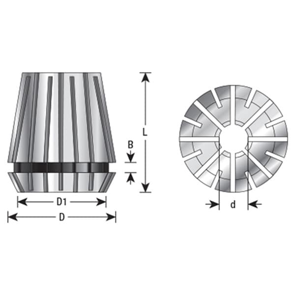 1/2" x 46mm CO-250 1/2 Dia CNC High Precision Spring Collet for ER40 Tool Holder
