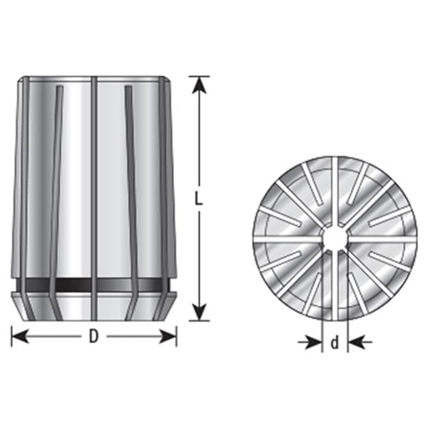 1/4" x 52mm CNC High Precision Spring Collet for RDO-35/SYOZ-25/EOC25 Tool Holder