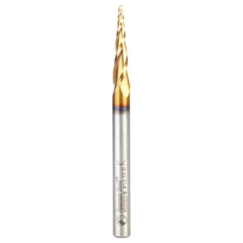 1/16" x 1-1/32" CNC 2D/3D Carving 5.1° Tapered Angle Ball Tip Up-Cut Spiral Router Bit, 3 Flute, 6mm Shank