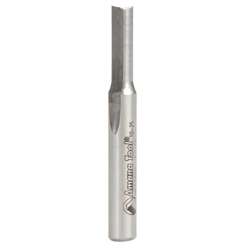 3/16" x 2" Plastic Cutting 'O' Straight Bit, 2-Flute, 1/4" Shank