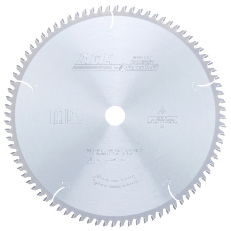 AGE Series 12" x 84 Teeth Solid Surface Swirl-Free Cut Circular Saw Blade