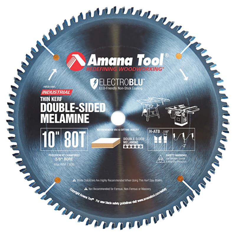 Prestige 10" x 80 Teeth Electro-Blu Non-Stick Coated Double-Face Melamine Saw Blade
