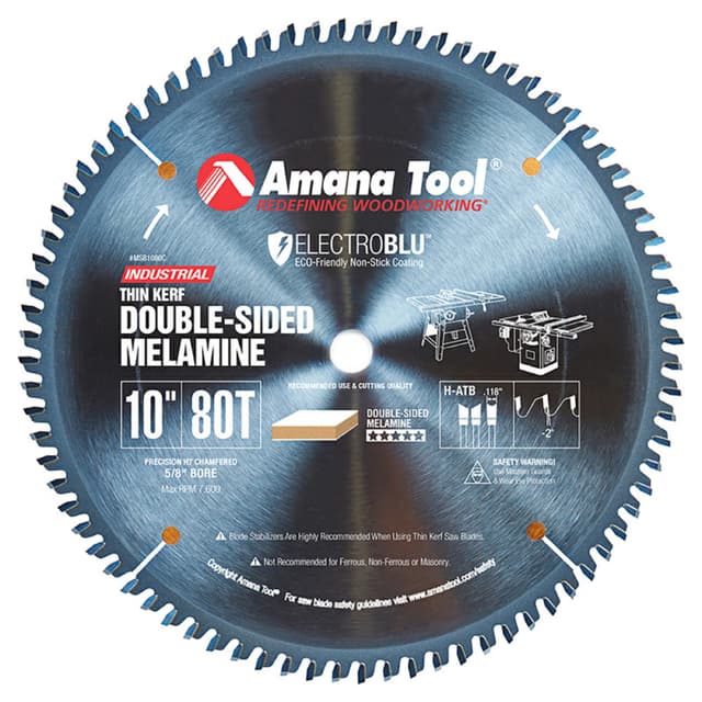 Prestige 10" x 80 Teeth Electro-Blu Non-Stick Coated Double-Face Melamine Saw Blade