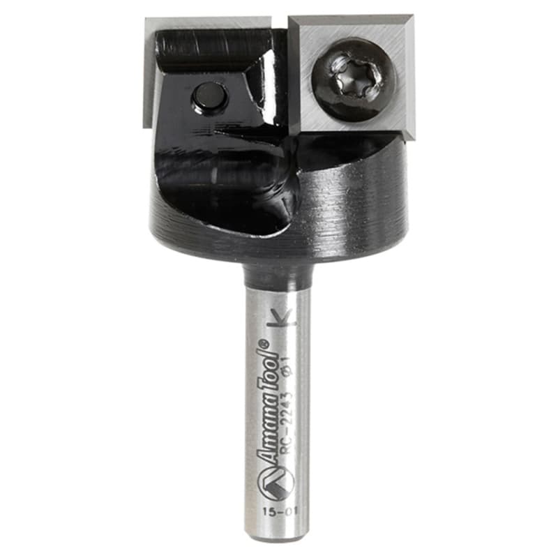1" Dia x 15/32" Insert Carbide Mini Spoilboard Surfacing, Rabbeting, Flycutter, Slab Leveler/Surface Planer Router Bit, 1/4" Shank