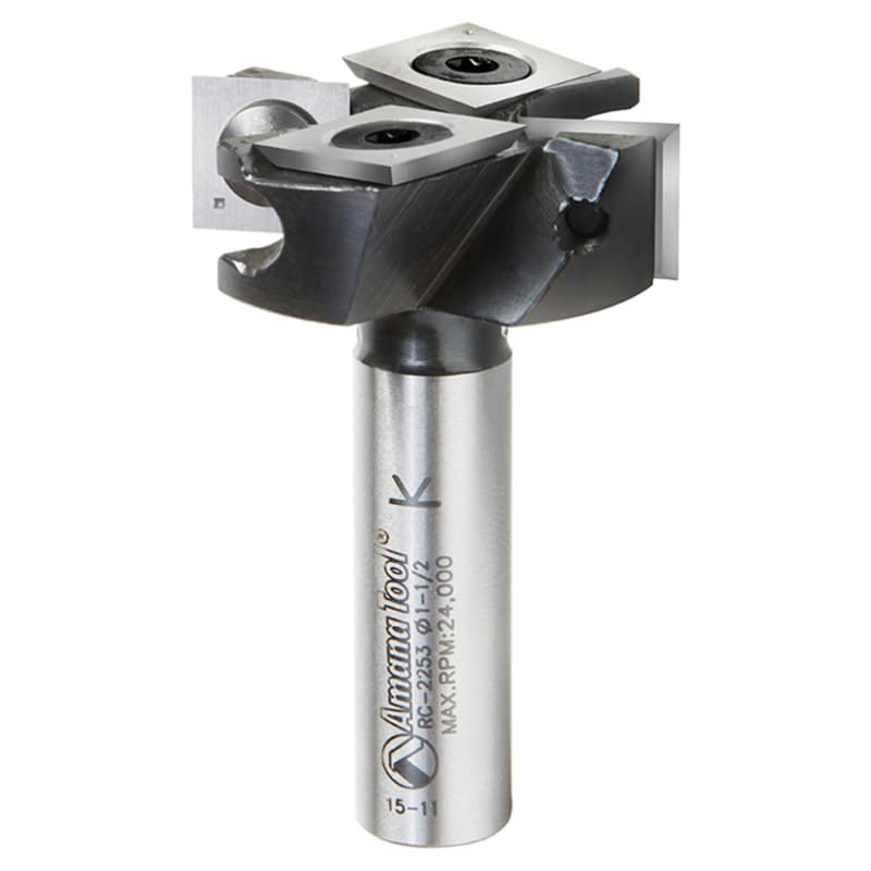 1-1/2" Dia x 1/2" Insert Carbide Mini Spoilboard Surfacing, Rabbeting, Flycutter, Slab Leveler/Surface Planer Router Bit, 12mm Shank