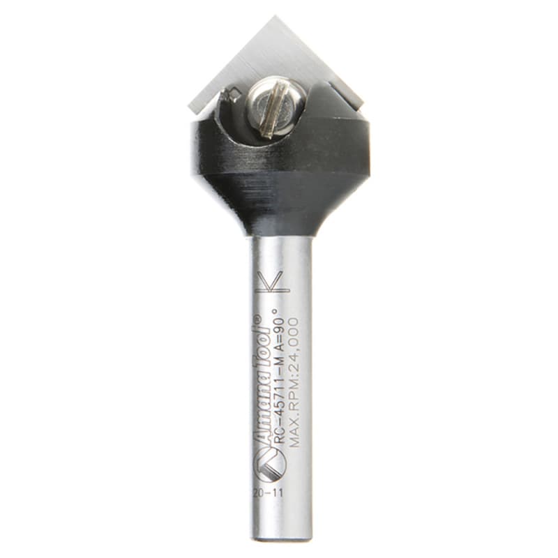 RC-45711-M 17.6mm x 8.5mm 90° In-Tech Insert V-Groove Router Bit, 1-Flute, 6mm Shank