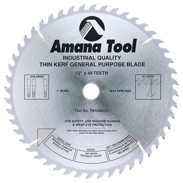 12" x 48 Teeth Thin Kerf Rip/Cross-Cut General Purpose Saw Blade